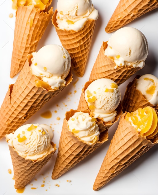 Delicioso helado apetitoso en un cono