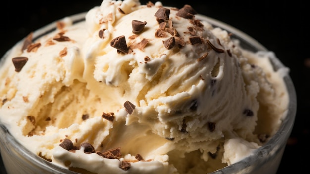 Foto delicioso helado de arroz con leche con chispas de chocolate