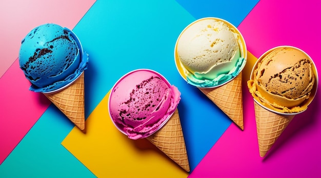 Un delicioso helado de colores
