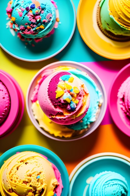 Foto delicioso helado de colores