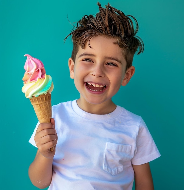 Un delicioso helado en un cono de waffle galleta de chocolate decadente y sabrosa