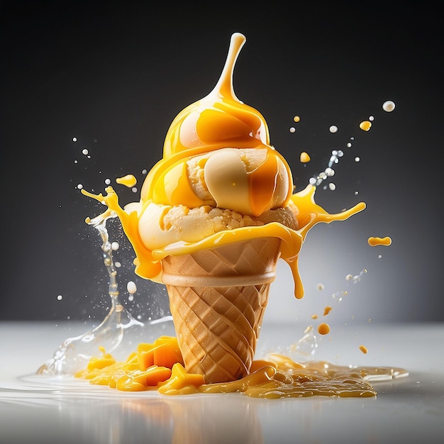 Un delicioso helado de mango en 3D