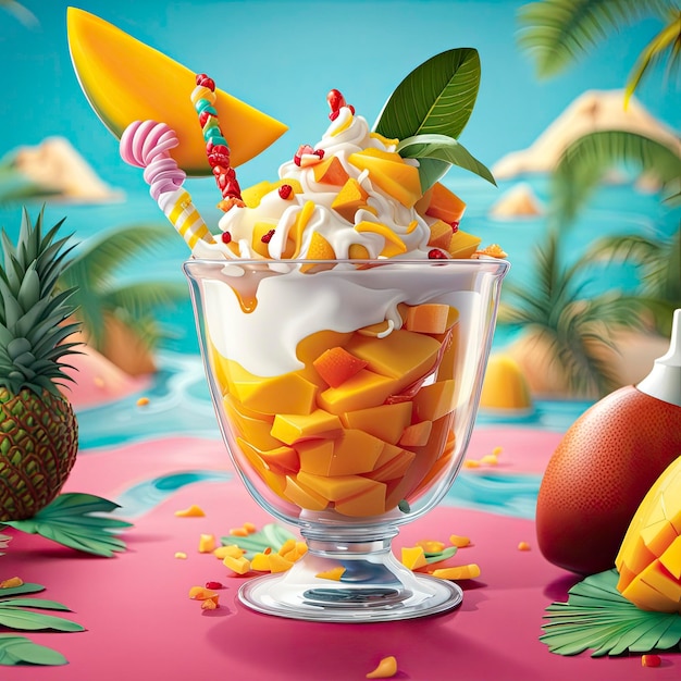 Delicioso helado de mango