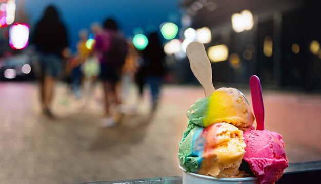 Foto delicioso helado mixto de frutas