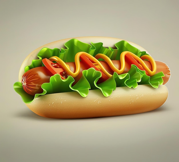 Delicioso hot dog gourmet con verduras frescas y condimentos perfecto para blogs de comida y menús de restaurantes