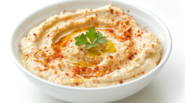 Delicioso hummus sobre un fondo blanco Generativo Ai