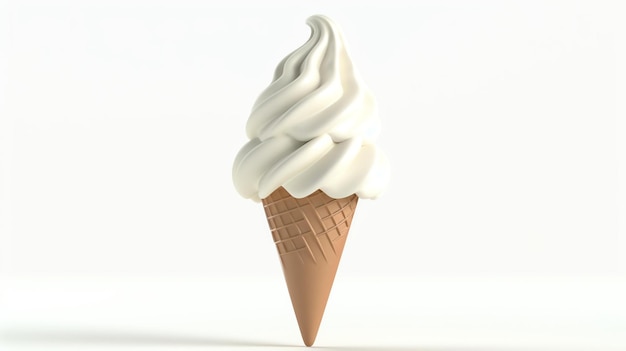 Un delicioso icono renderizado en 3D de un delicioso cono de helado perfectamente recogido y posado en un cono crujiente que te invita a disfrutar de su refrescante dulzura.