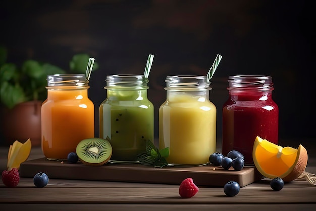 Delicioso jugo de fruta imagen generada por tecnología AI