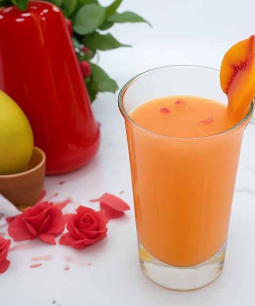 Delicioso jugo de mango hecho en una mezcla