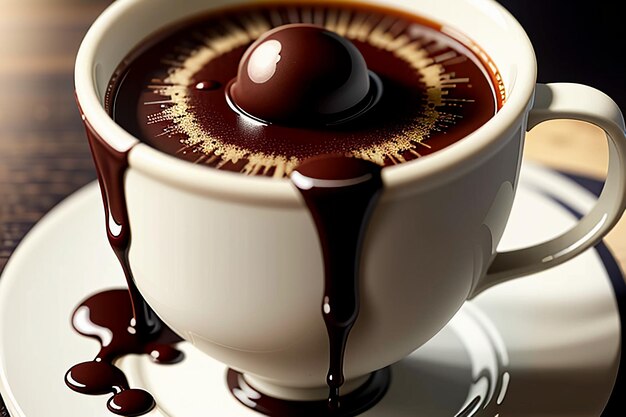 Delicioso lanche de chá da tarde com café com chocolate