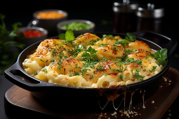 Delicioso Mac e Queijo com Pimenta Jack Imagem de fotografia de macarrão e queijo americano