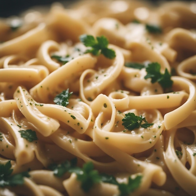 Delicioso macarrão com tomate fresco e manjericão perfumado