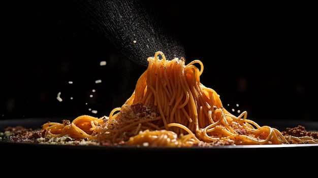 delicioso macarrão espaguete e tomate comida italiana