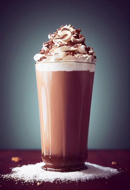 Delicioso milkshake de chocolate 3d ilustrado