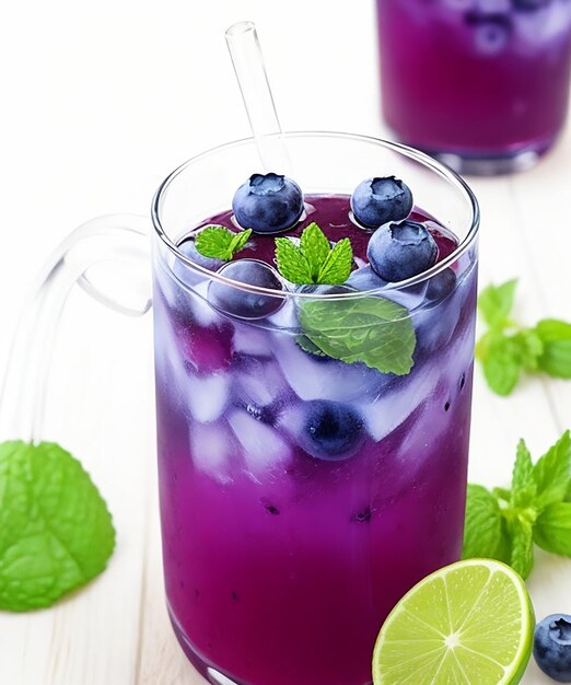 Foto un delicioso mojito de arándanos