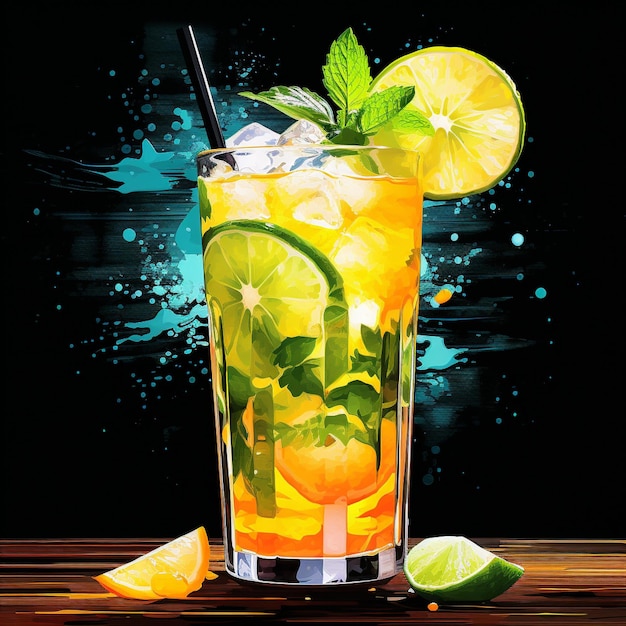 Delicioso mojito de mango en un paraíso tropical