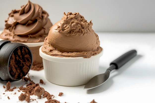 Delicioso mousse de chocolate coberto com chantilly