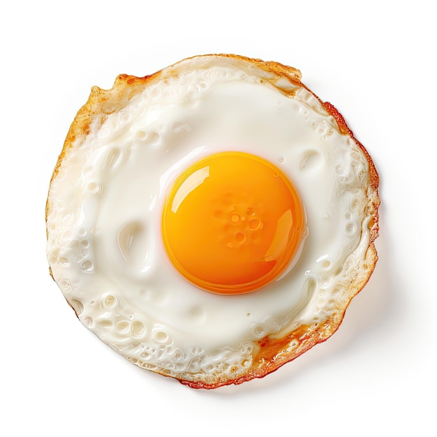 Delicioso ovo frito isolado em fundo branco