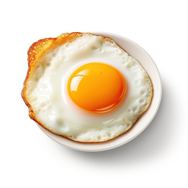 Delicioso ovo frito isolado em fundo branco