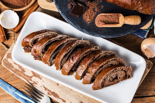 Delicioso pan de chocolate casero hecho en casa