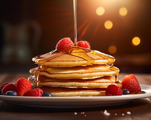 Delicioso panqueque con fondo de cocina