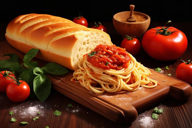 Foto delicioso pão de espaguete comida italiana