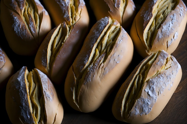 Delicioso pão francês closeup perfeito para representar a autenticidade da culinária local Gerado por IA