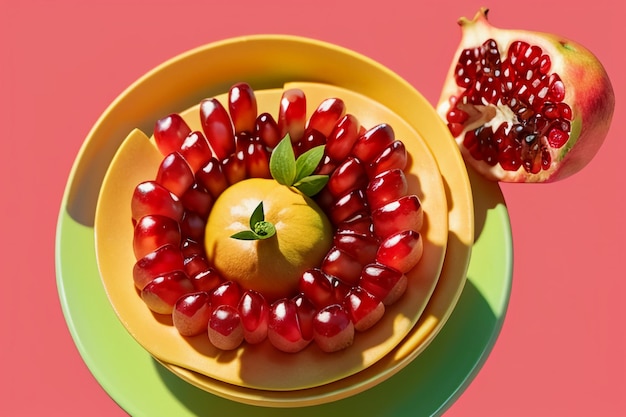 Delicioso papel de parede de frutas de romã ilustração de fundo frutas de cozinha chinesa