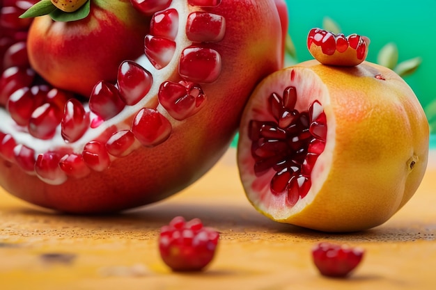 Delicioso papel de parede de frutas de romã ilustração de fundo frutas de cozinha chinesa