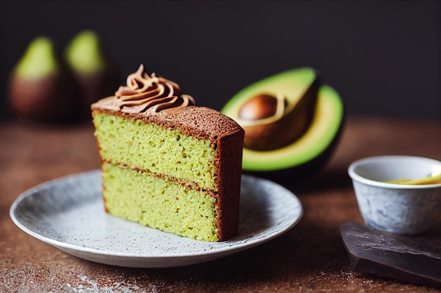 Delicioso pastel de aguacate sabroso con aderezo de aguacate