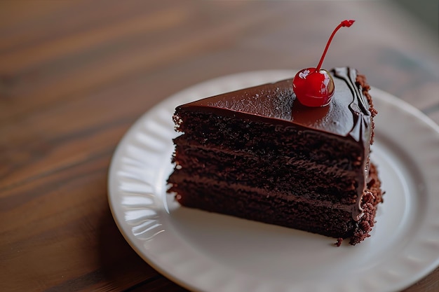 Delicioso pastel de chocolate con cereza