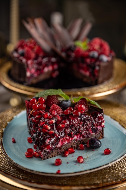 Delicioso pastel de chocolate negro