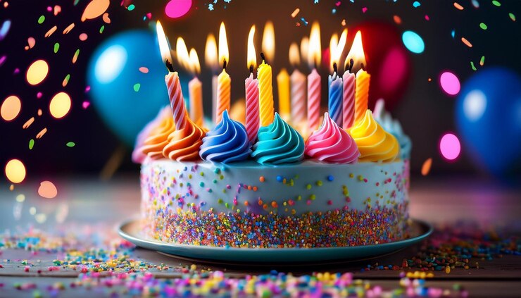Delicioso pastel de cumpleaños con velas generador de IA