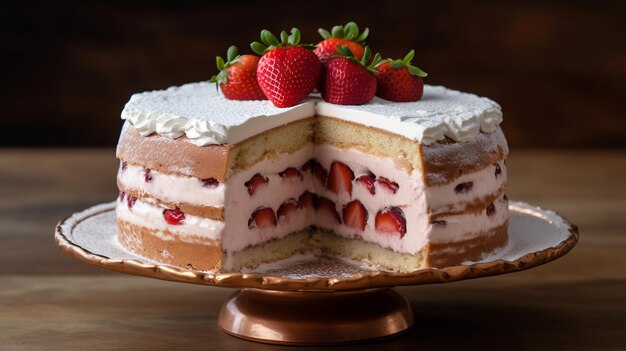 Foto un delicioso pastel de fresas