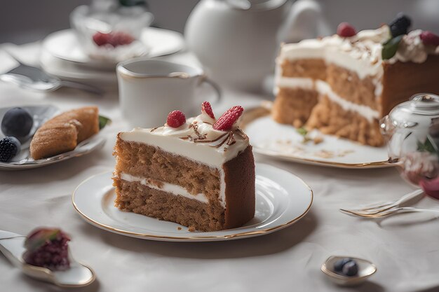 Delicioso pastel con frutas y crema.