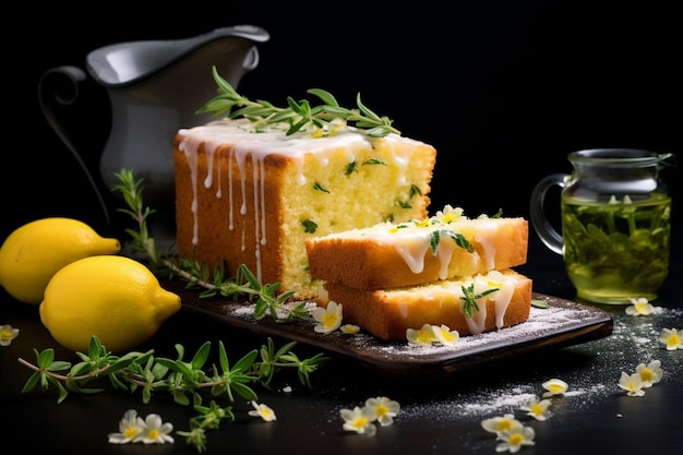Un delicioso pastel de limón con guarnición de cáscara