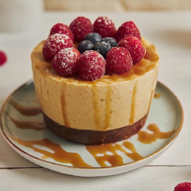 un delicioso pastel de queso con frambuesas