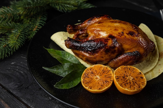 delicioso pato assado em um restaurante