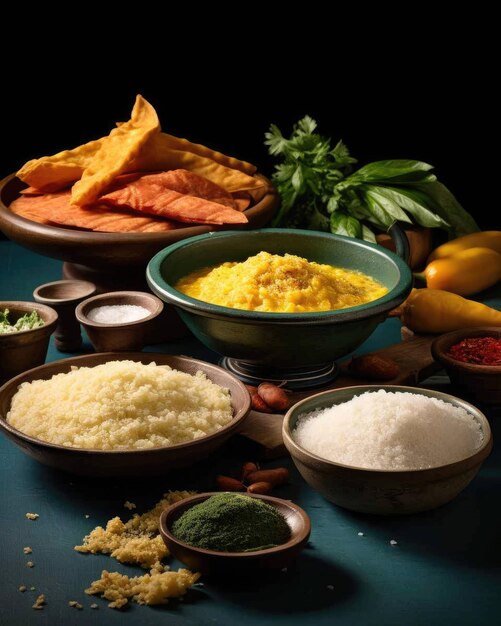 Foto delicioso plato de comida brasileña abar con fondo de estudio oscuro