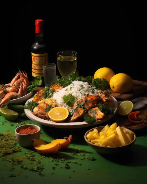 Delicioso plato de comida brasileña Canjica con fondo de estudio oscuro