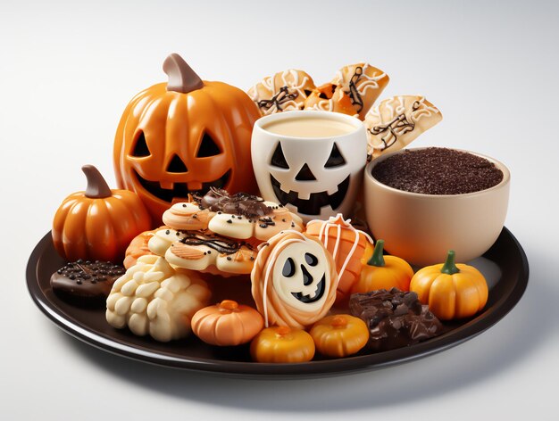 Delicioso plato de dulces de Halloween generados por la IA