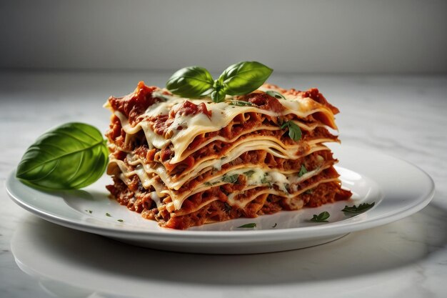 Foto delicioso plato de lasagna casera