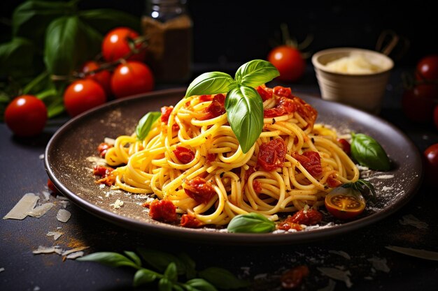 Un delicioso plato de pasta de espagueti italiana