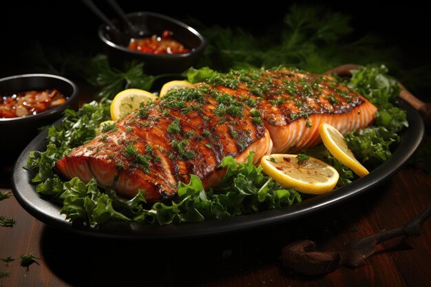 Un delicioso plato de pescado rojo