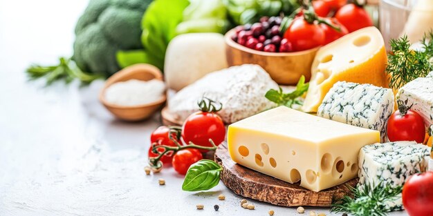 Delicioso plato de queso y verduras