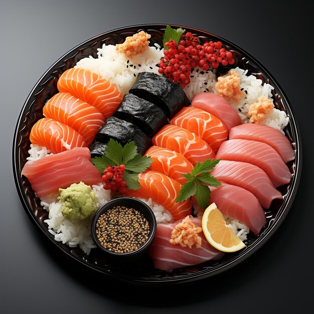 Un delicioso plato de sushi