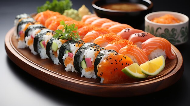 Un delicioso plato de sushi