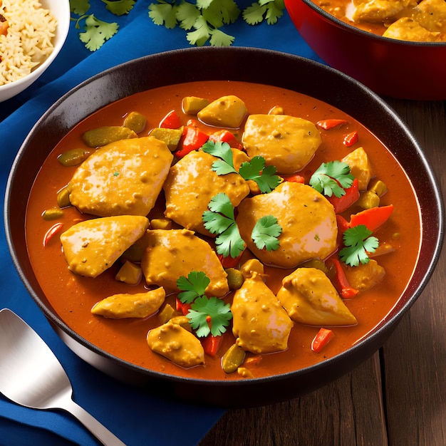 Foto delicioso pollo al curry arte generativo de ai