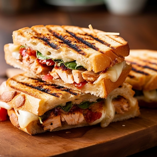 Delicioso Pollo Tostado Panini Generativo AI