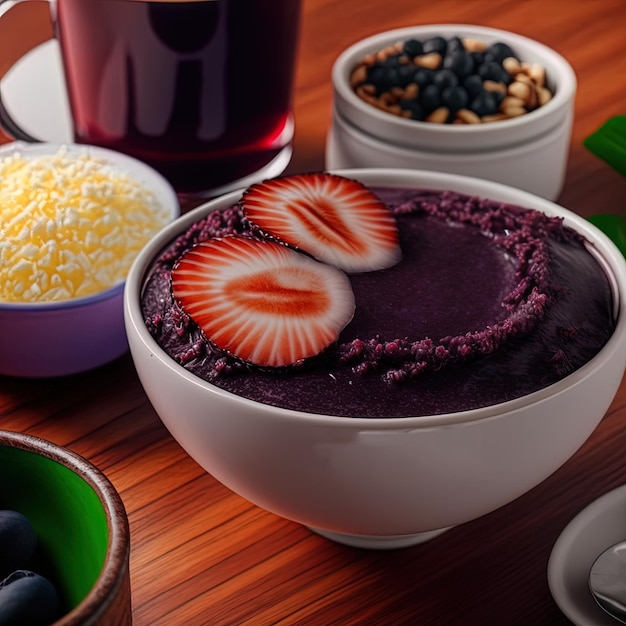 Foto delicioso postre de acai brasileño